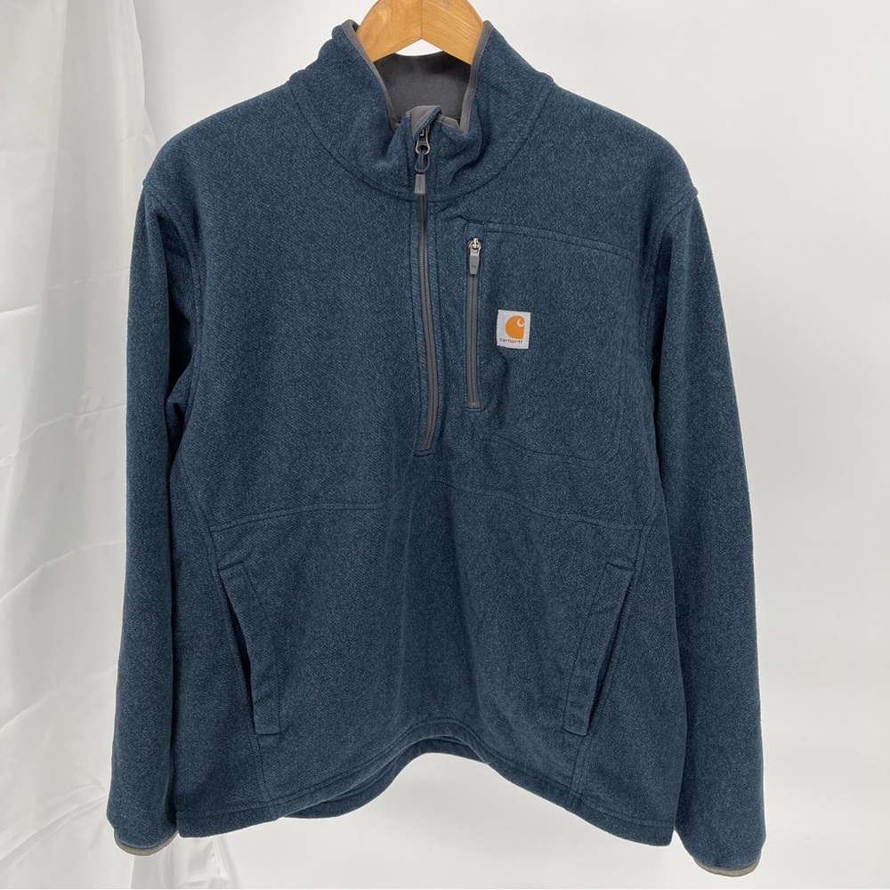 Carhartt Mens Anorak Pullover Quarter Zip Fleece Jacket Size L Chest Pocket